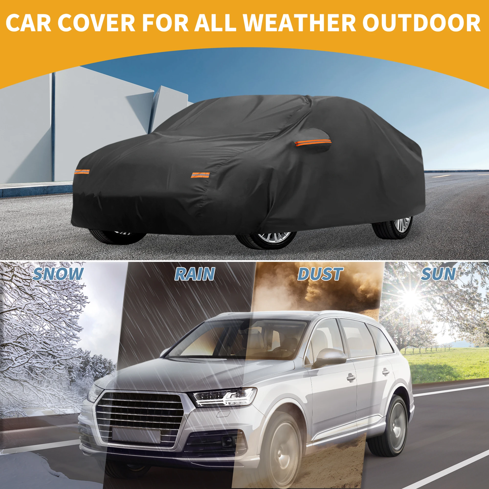 

Uxcell Car Cover Waterproof All Weather for Toyota Corolla Black 210D-Pu with Zippers