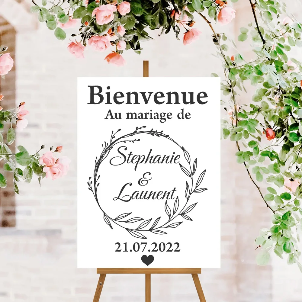 1 pc new French wedding customize name/date Wall Sticker Removable Wall Stickers Diy Wallpaper marriage scene Decor Wallpaper