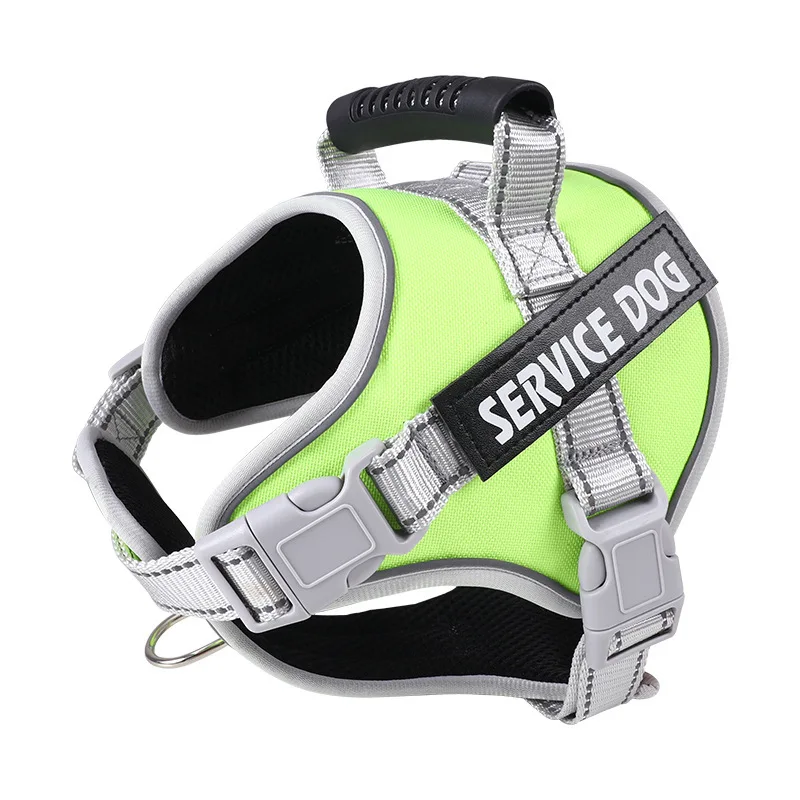 L-XXL Large Service Dog Harness  Pet Control Reflective Collar Soft Vest  Removable Patches Emotional Support  Therapy Dog