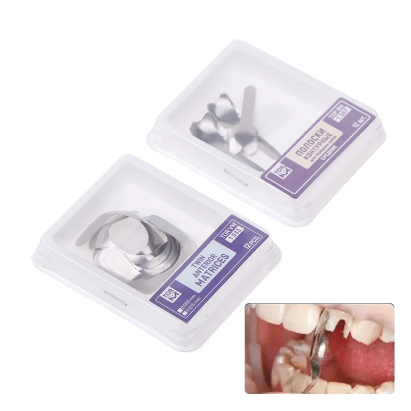 12Pcs Dental Proximal Anterior Strips 1.888 1.387 Small 1.388 Large 1.533 Twin Anterior Matrices Matrix Systems Dental Material