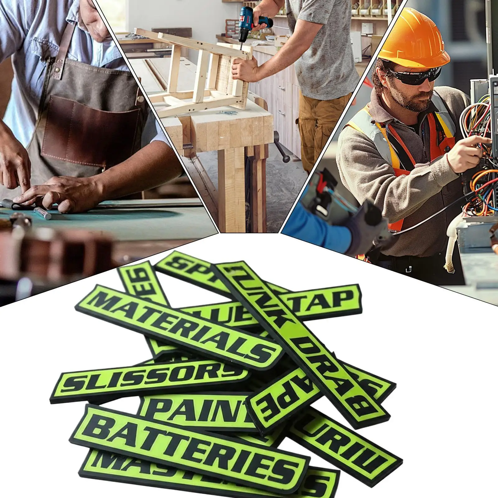 

Этикетки для ящиков для инструментов, 12 шт., многоразовые наклейки для организации с 3D-печатью, магнитные этикетки для ящиков для инструментов для стальных тележек