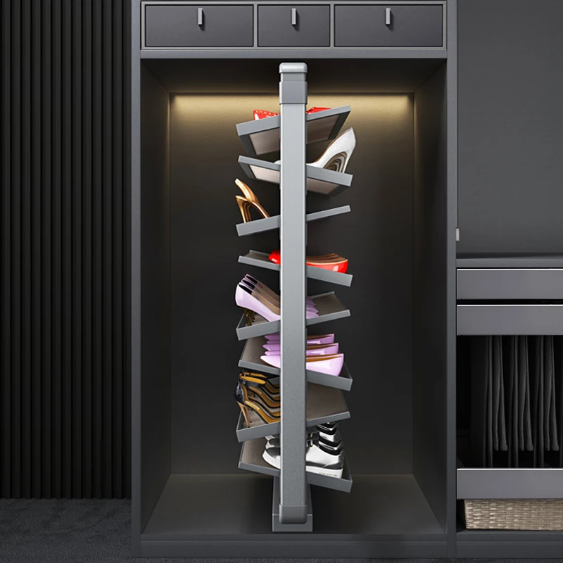 Metal Modern 360 Rotating Shoe Rack Tower Organize Wardrobe Multi Layer Revolving Shoe Rack