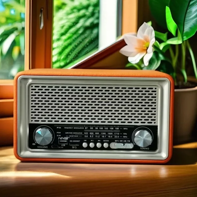 Retro Leather Home Hifi Bluetooth Radio Speaker USB Stereo Mp3 Music Player Speakers Portable Wireless Am Fm Sw Multiband Radios