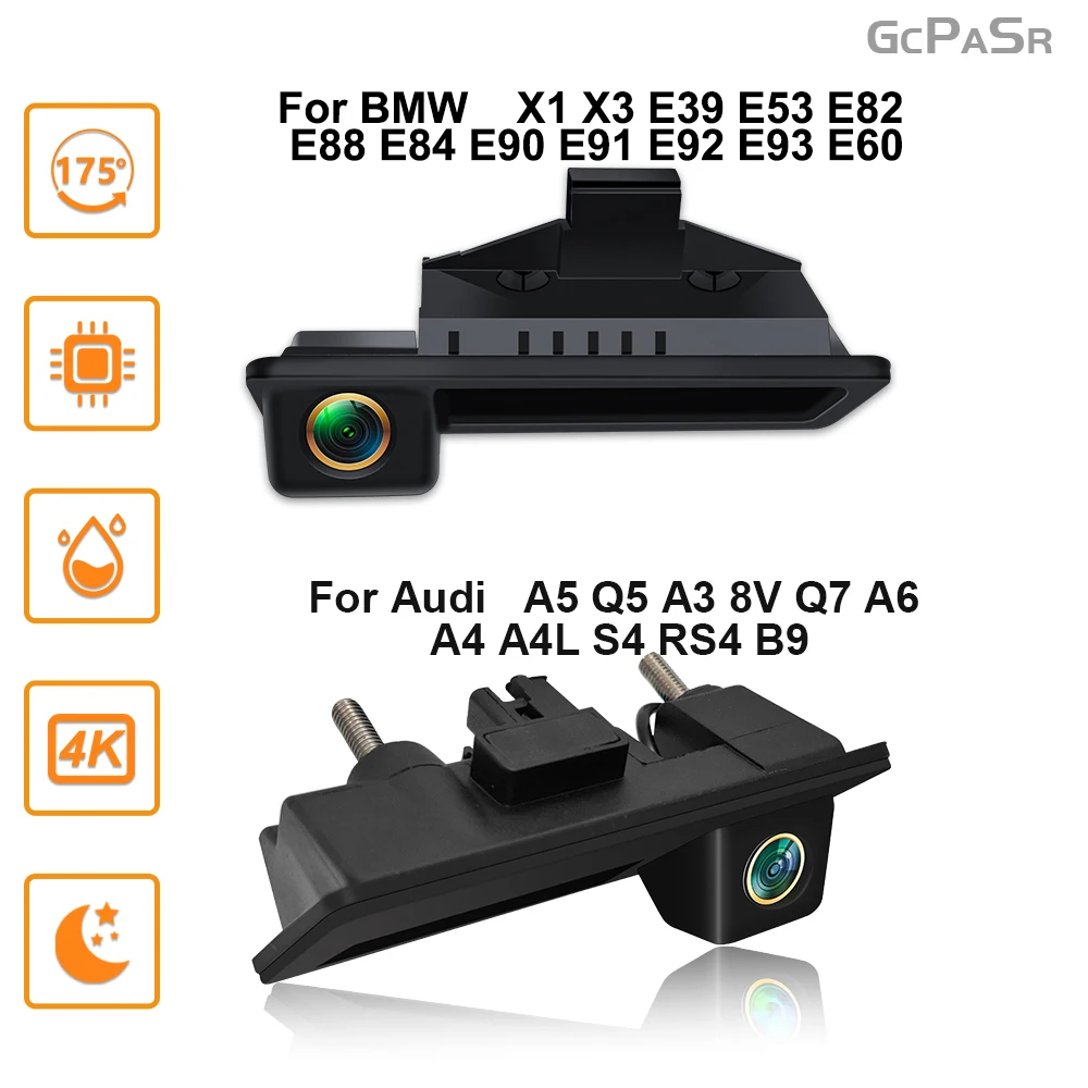 Rear View Camera For Audi A5 Q5 A3 8V Q7 A4 A4L S4 For BMW X1 X3 E39 E53 E82 Backup Reverse AHD 2K Fisheye Lens Camera AHD 1080P