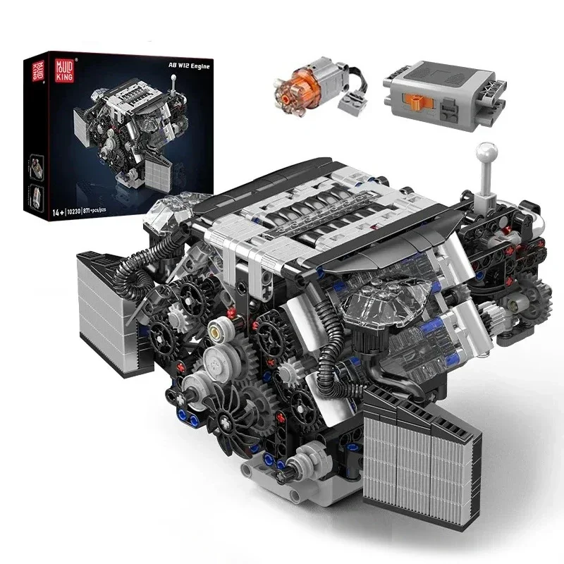 871PCS A8 W12 Motor Bouwstenen Sets Simulatie Gemotoriseerde Montage Bricks Technisch Speelgoed Desktop Ornamenten Kinderen Volwassen Geschenken