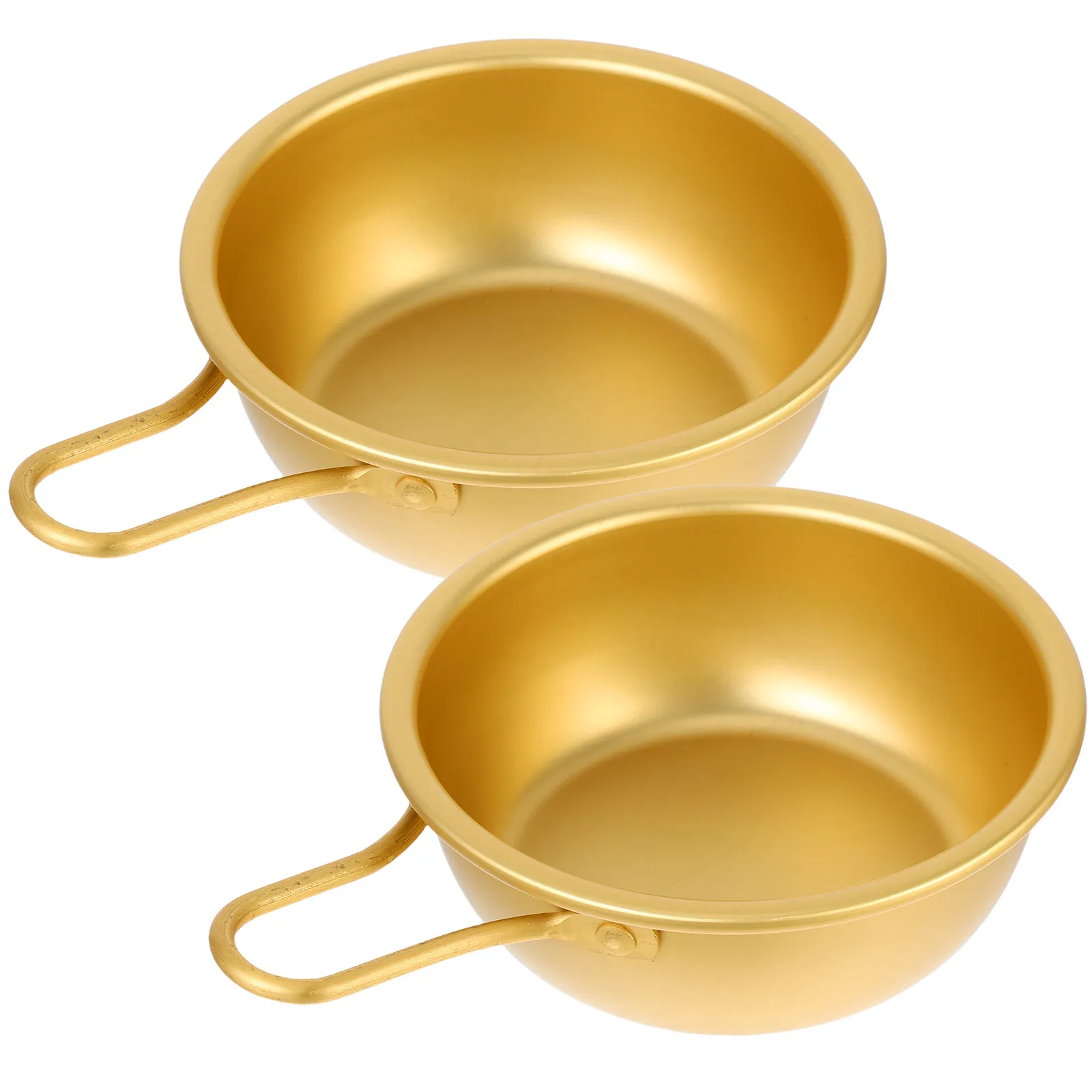 

Набор из 2 желтых алюминиевых корейских мисок с ручкой для супа, рамена, риса, вина, портативные походные миски, легкие металлические сервировочные тарелки