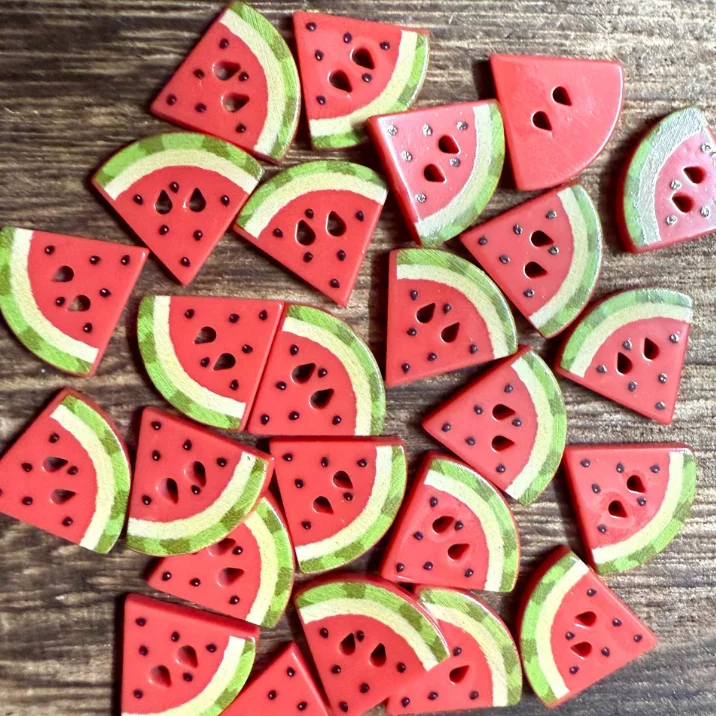 Cartoon Watermelon Resin Button Baby Cardigan Sweater Decoration Two-Eyed Fruit Themed DIY Children's Craft
