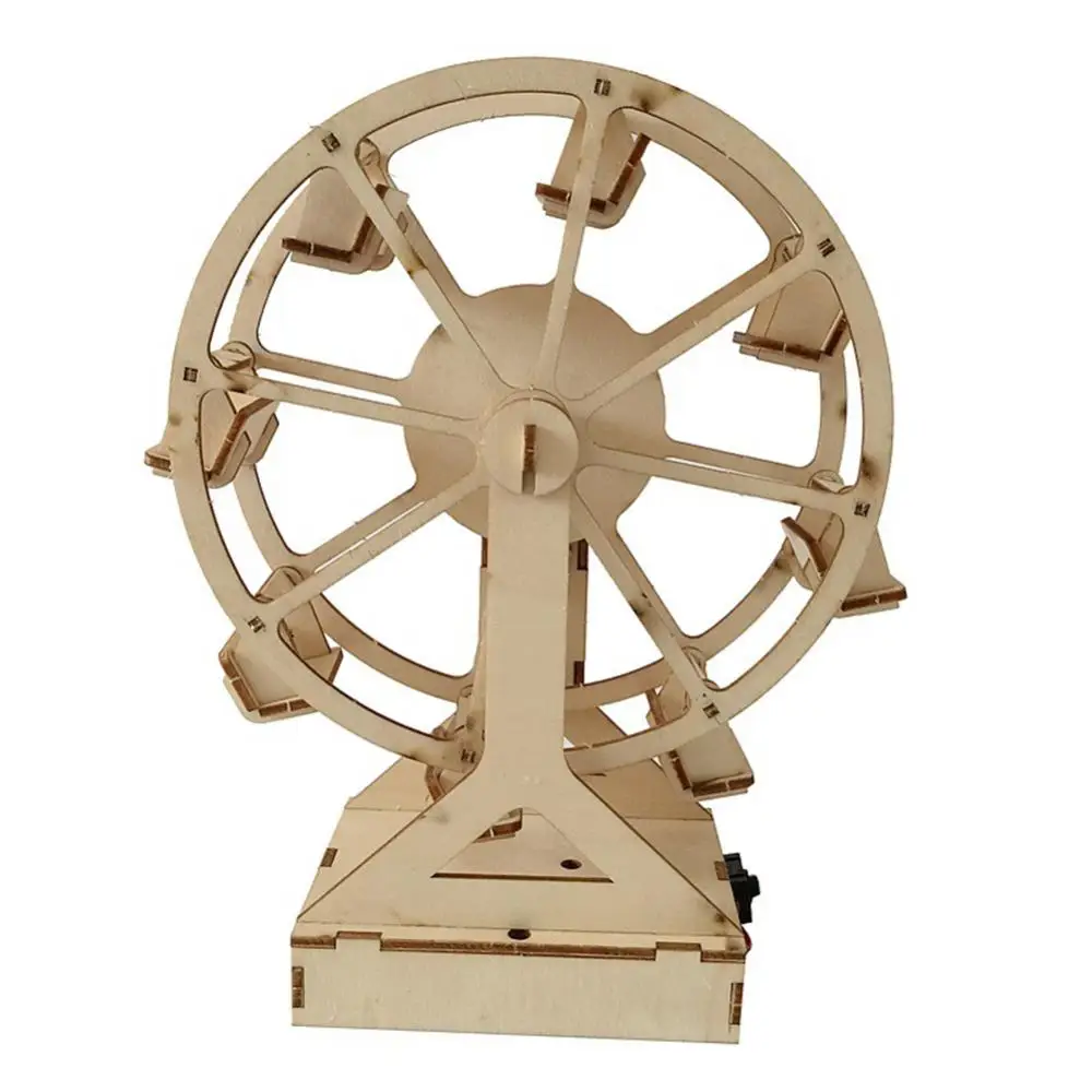 3D madeira elétrica Ferris Wheel Puzzle Toy para crianças, modelo de construção, DIY Educação Toy