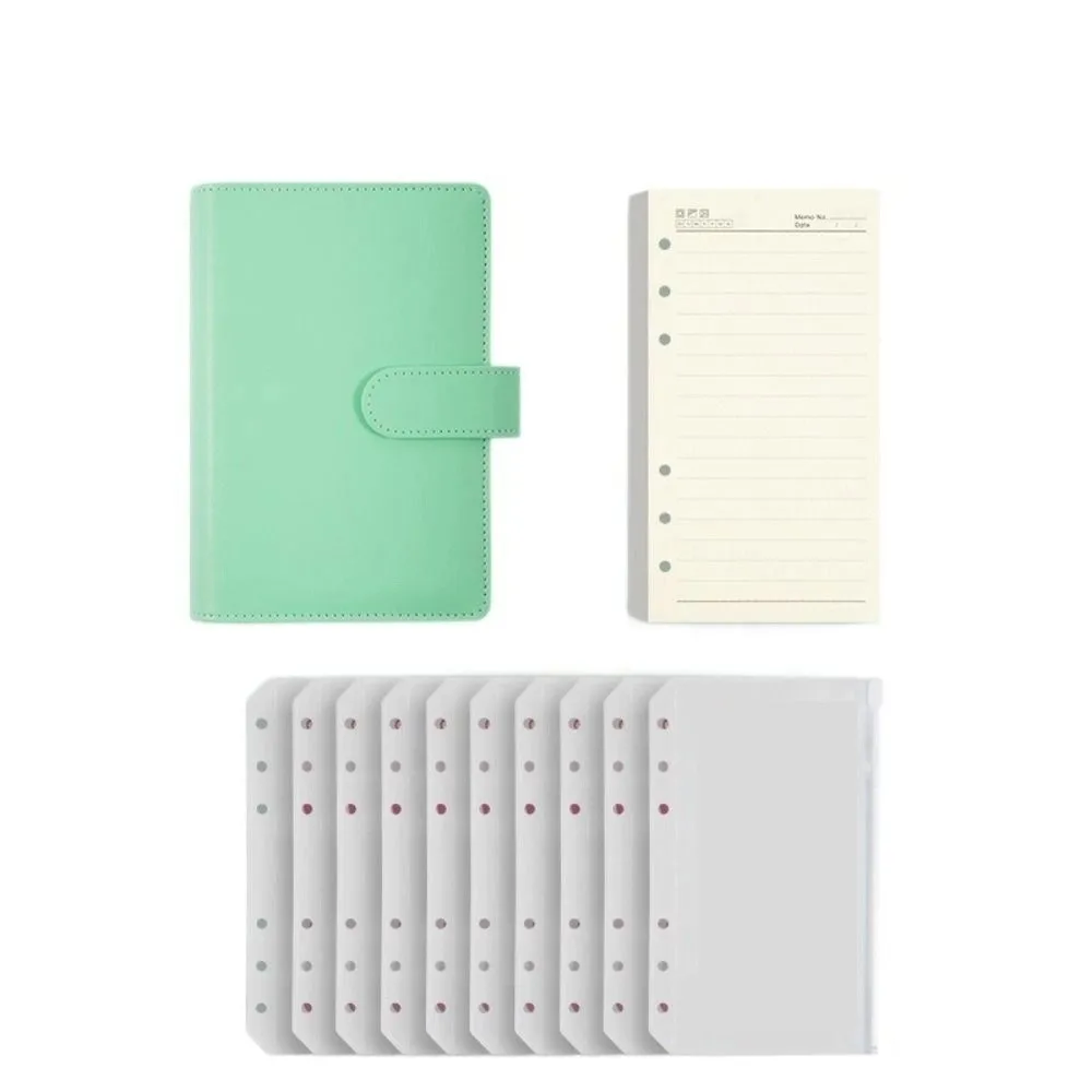 Pu Leather Loose-Leaf Notebook Macarone Color Portable Budget Binder 6 Holes Binder Refillable Planner Organizer