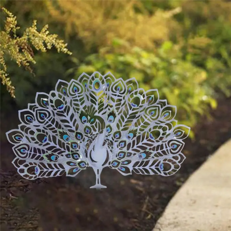 PZHI Metal Peacocks Garden Stake, Hollow Out Yard Art Peacocks Statue Decorative Animal Spreads Tail for Garden Yard