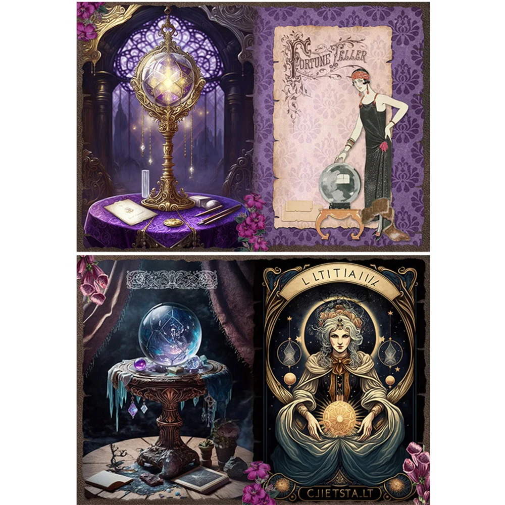 10/38pcs Vintage Magic Witch Tarot Stickers Aesthetic Gothic Decals Laptop Phone Suitcase Car Bike Planner Waterproof Sticker