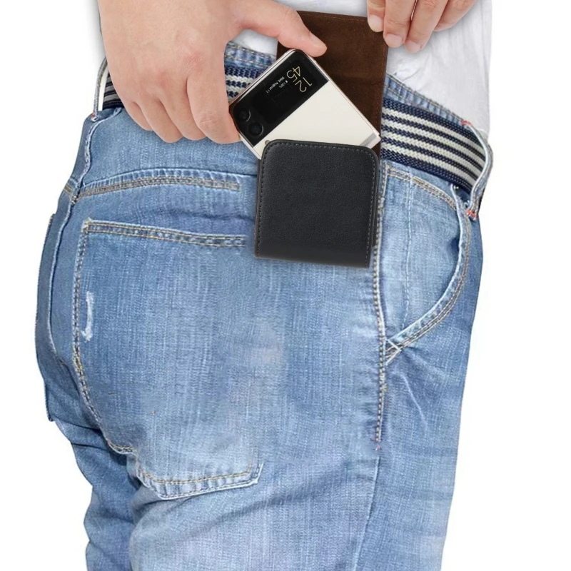 Homens Mini PU cintura saco, cinto ajustável bolsa, protetor de celular ao ar livre, armazenamento saco com clip, rotação de 360 graus para Flip