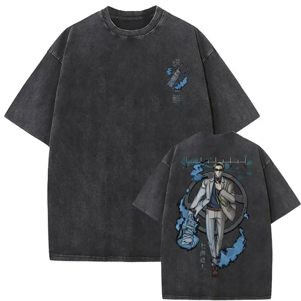 

Washed Vintage Anime Jujutsu Kaisen Nanami Kento Graphic T-shirt Men Women Manga Casual T-shirts Men's Cotton Oversized T Shirts