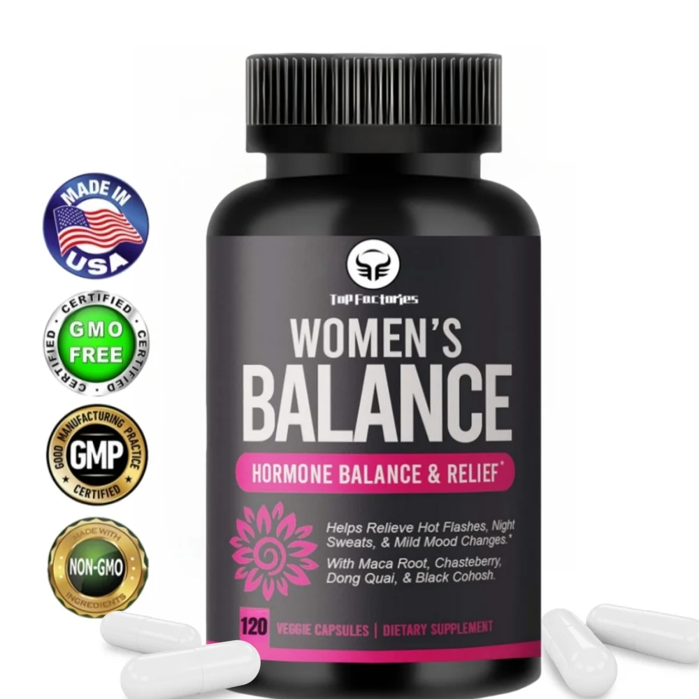 Female Hormone Balance PMS Menopause Supplement for Fertility Hormone Menstrual Support Relief Hot Flashes Maca Root