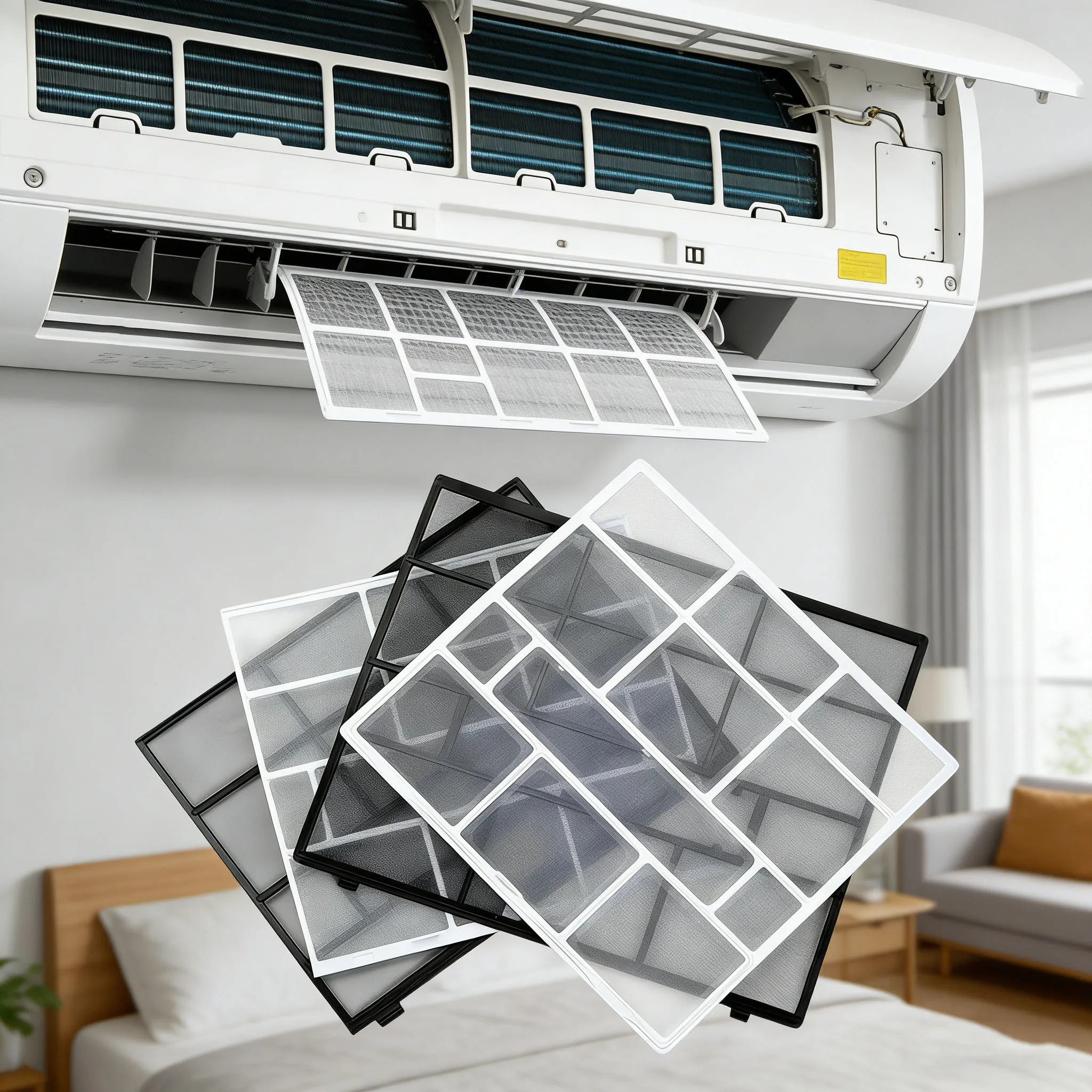 2Pcs Washable Dustproof Mesh Filter For Hanging Air Conditioner Reusable High Filtration AC Screen Replacement Parts