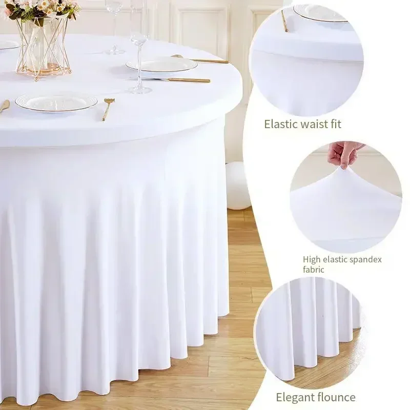 5ft Dia 1.5M Round Pleated skirt Spandex Table Cover Hotel Banquet Party Events Wedding Decoration Dining Room Tablecloth