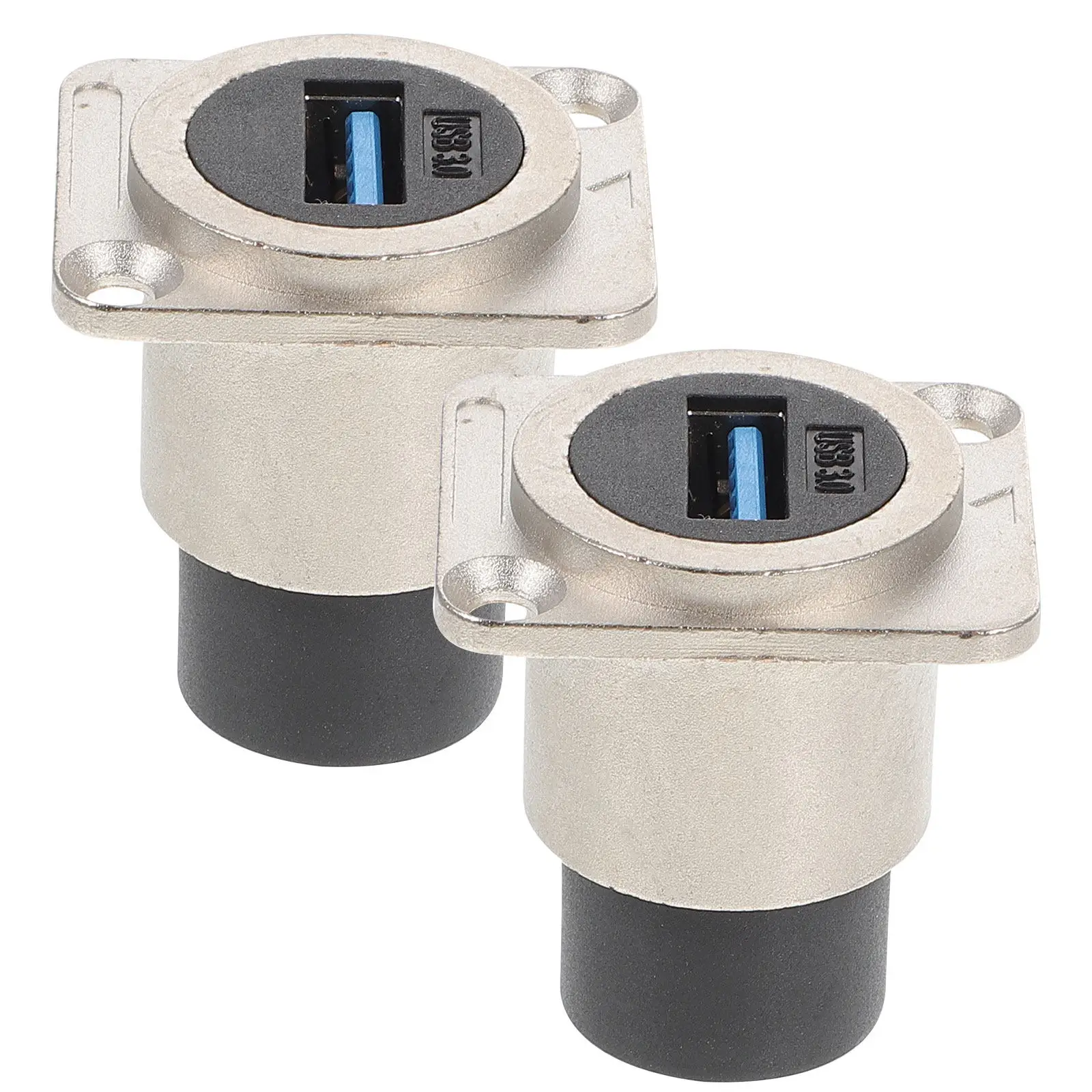 2Pcs USB Bulkhead Connector USB 3.0 Flush Mount Panel Coupler Flame Retardant Uv Resistant Phosphor Bronze Contacts Industrial