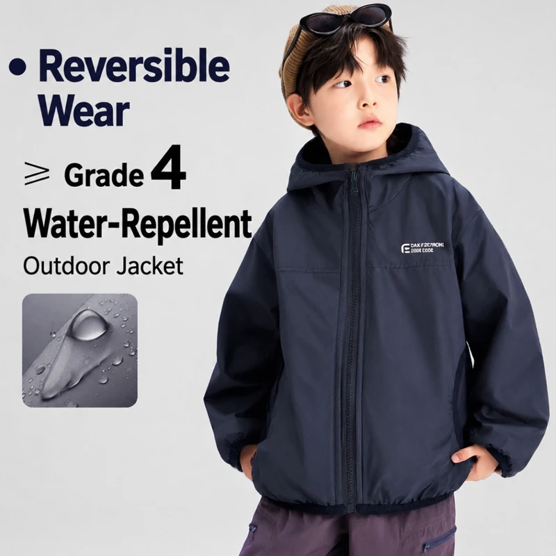 1pcs Kid Double-sided Warm Down Coats Autumn Winter Children Waterproof Trench Jackets Boys Girls Clothing Baby Hooded Outerwear