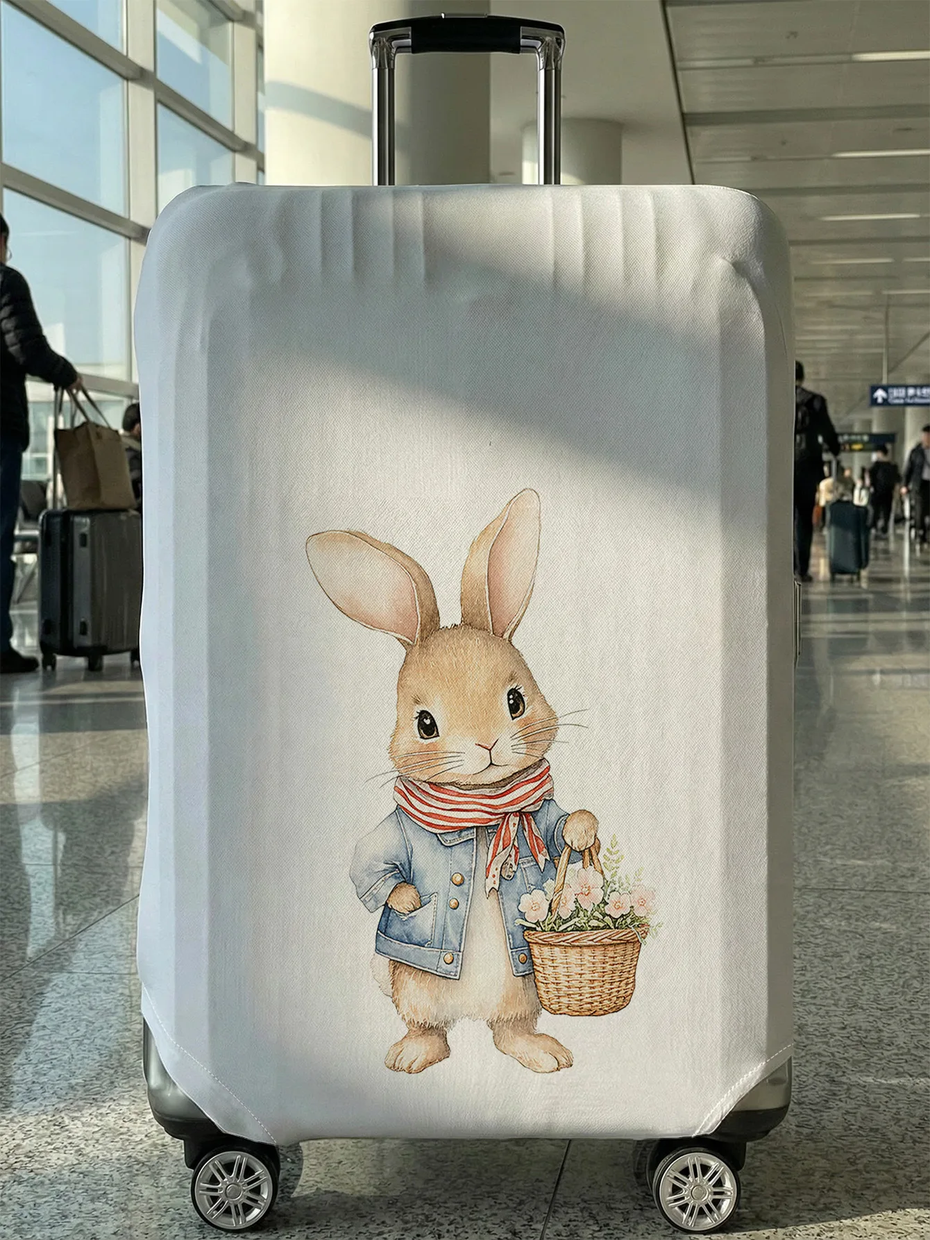 

Чехол для багажа с акварельным принтом кролика, подходит для чемоданов 18-32 дюймов, чехол на ручку чемодана, дорожные аксессуары