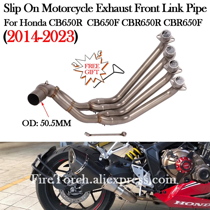 

Slip On For HONDA CB650R CB650F CBR650R CBR650F 2014 - 2023 Motorcycle Exhaust System Modify Escape Moto Front Middle Link Pipe