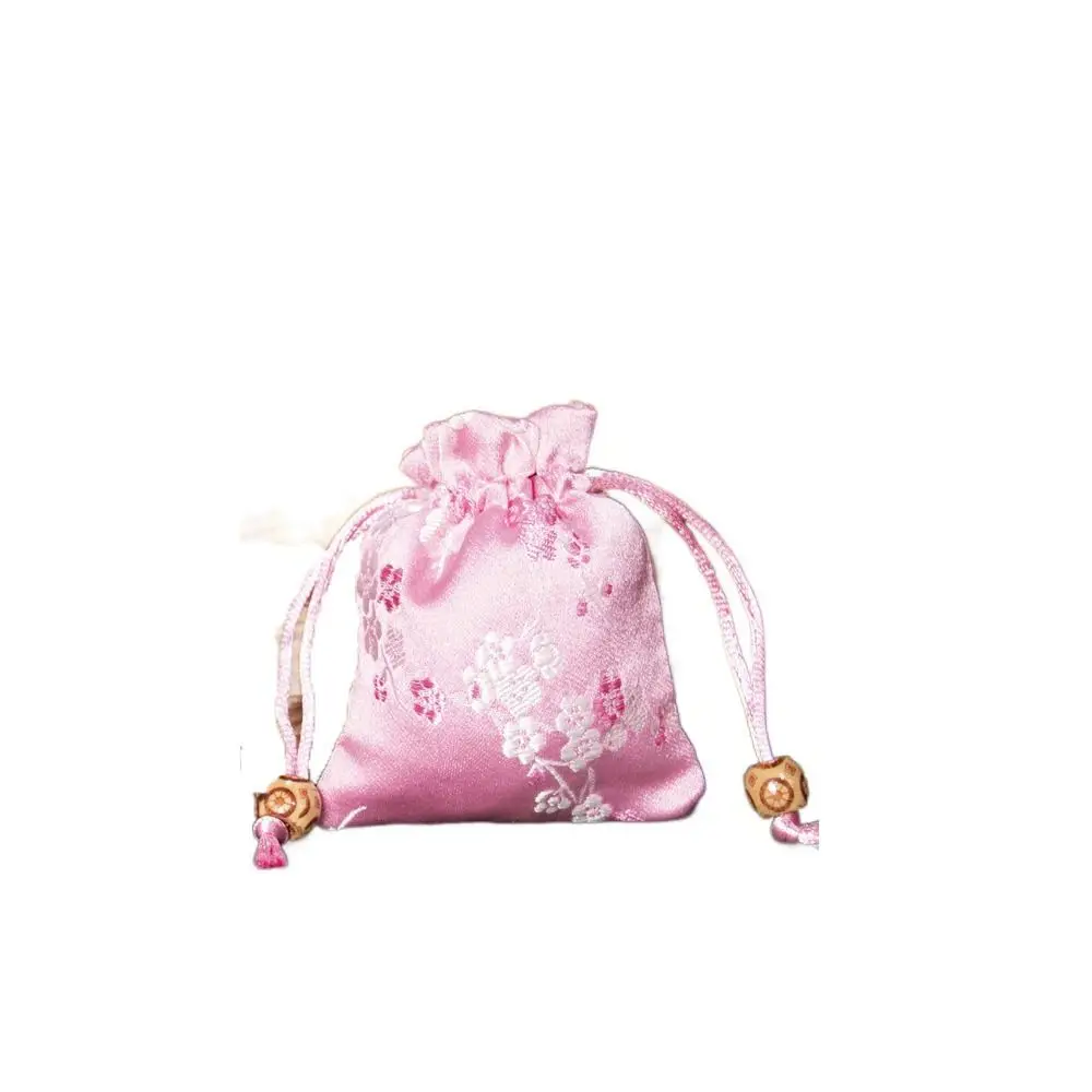 Smooth Satin Storage Bag Flower Drawstring Drawstring Gift Bag Tie Embroidered Jewelry Packaging Bag Ladies
