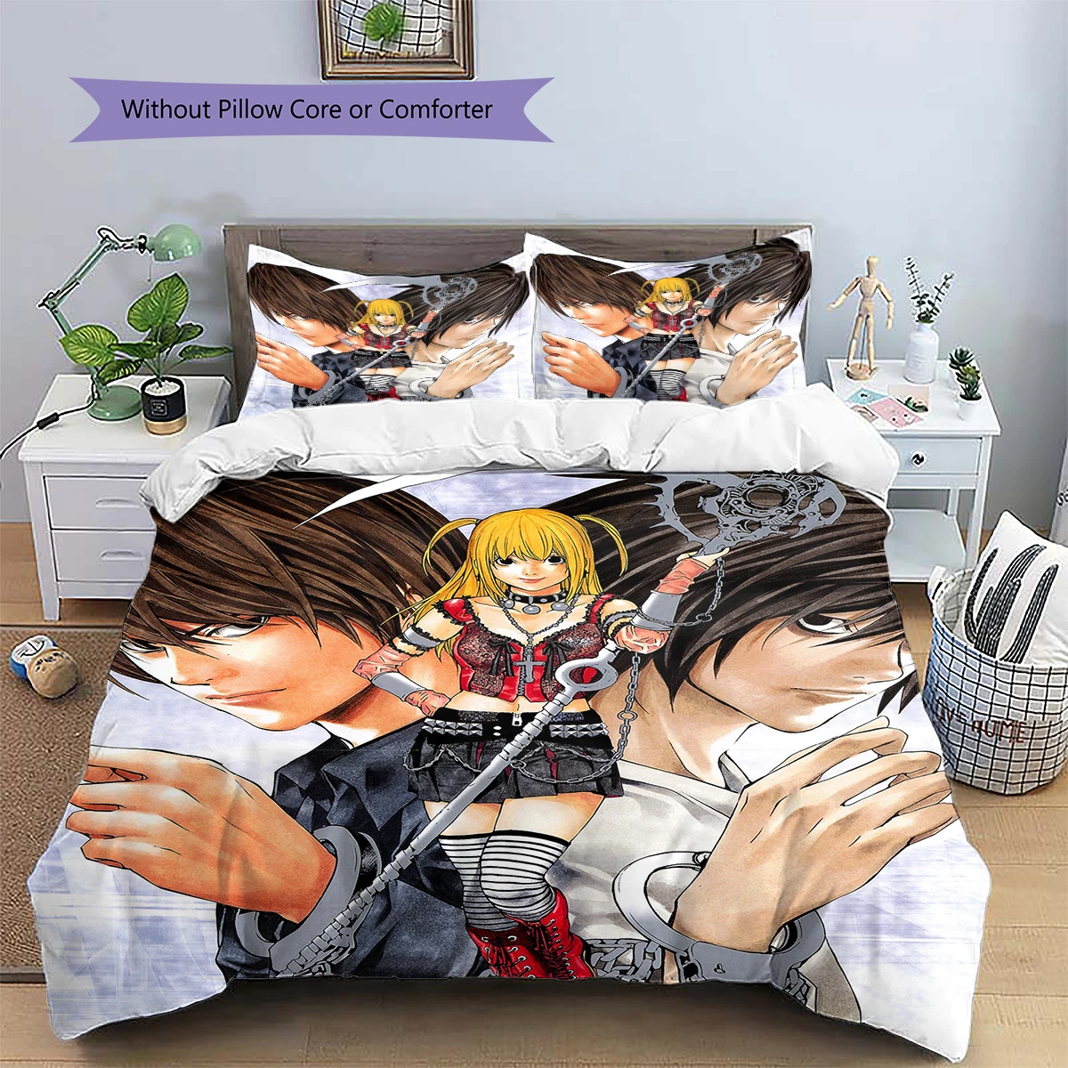 Death Note Nice Fan Gift Patterned Duvet Cover Set Daily Use Bedding Anime Bedroom Ornament -xia14