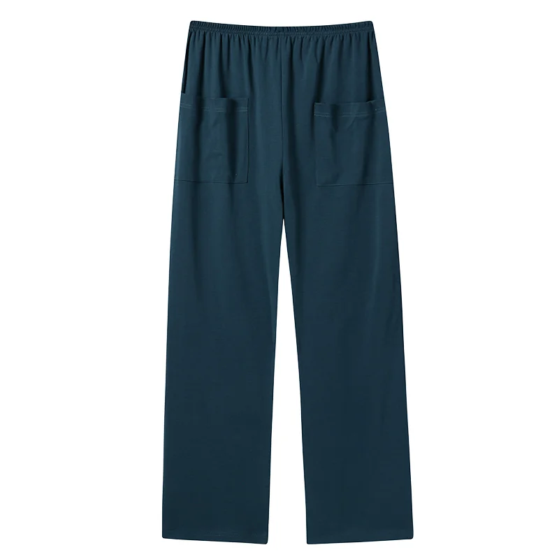 Pijamas masculinos de otoño, pantalones largos de algodón, estilo japonés, cintura elástica simple, yardas grandes informales, color sólido,