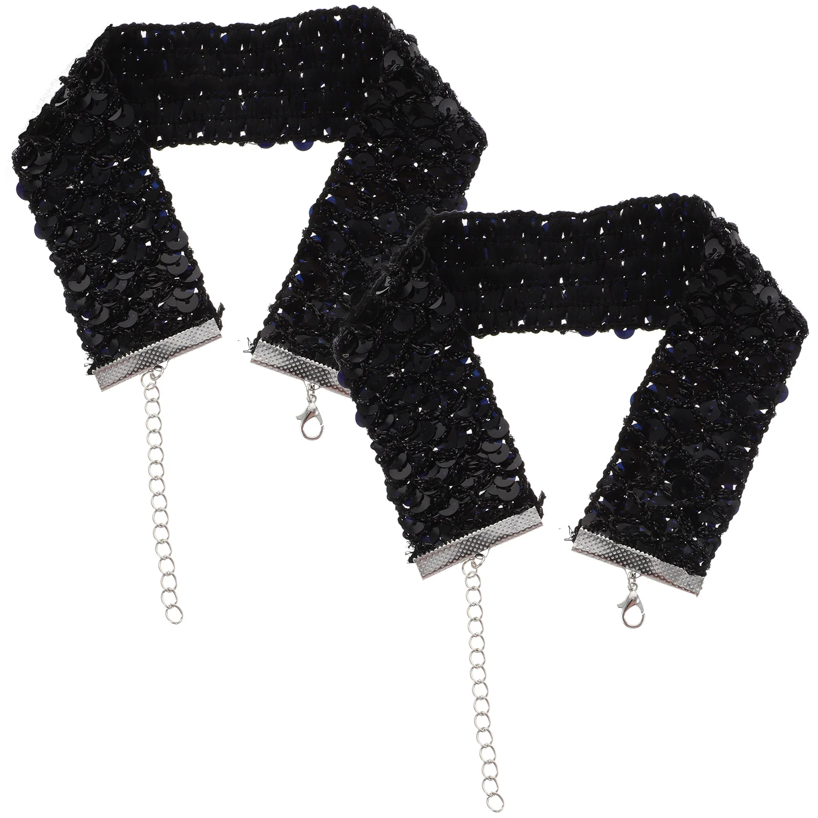 

2Pcs Choker Necklace Sparkling Sequin Fashion Short Collar Wear to Party Concert Prom Birthday Gift for Women Teens