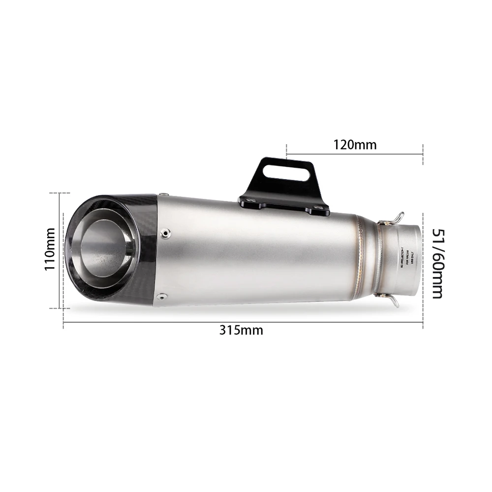 51mm Universal Motorcycle Exhaust Muffler with DB Killer For Honda YZF R6 R3 R25 MT07 MT09 Z400 Z900 Z650 MT03