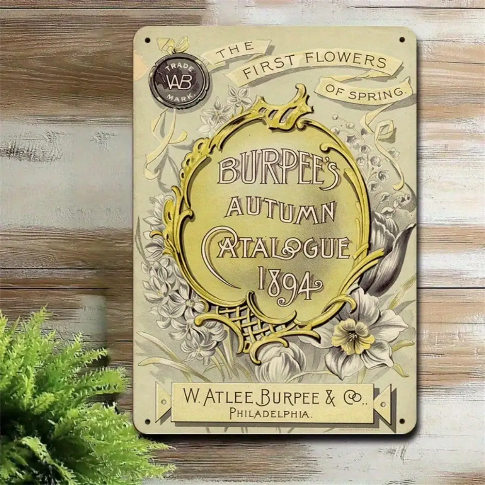 1 cartel de chapa Burpee's Fall Catalogue 1894 - Decoración de jardín/cocina, diseño floral vintage, 8x12 pulgadas/20x30 cm