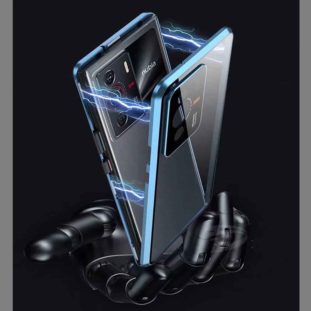 Imagem -02 - para Nubia Z40 Pro Case de Metal Quadro Dubul Frente e Verso Vidro Temperado Capa Câmera Proteção para Nubia Z40pro Telefone Cases