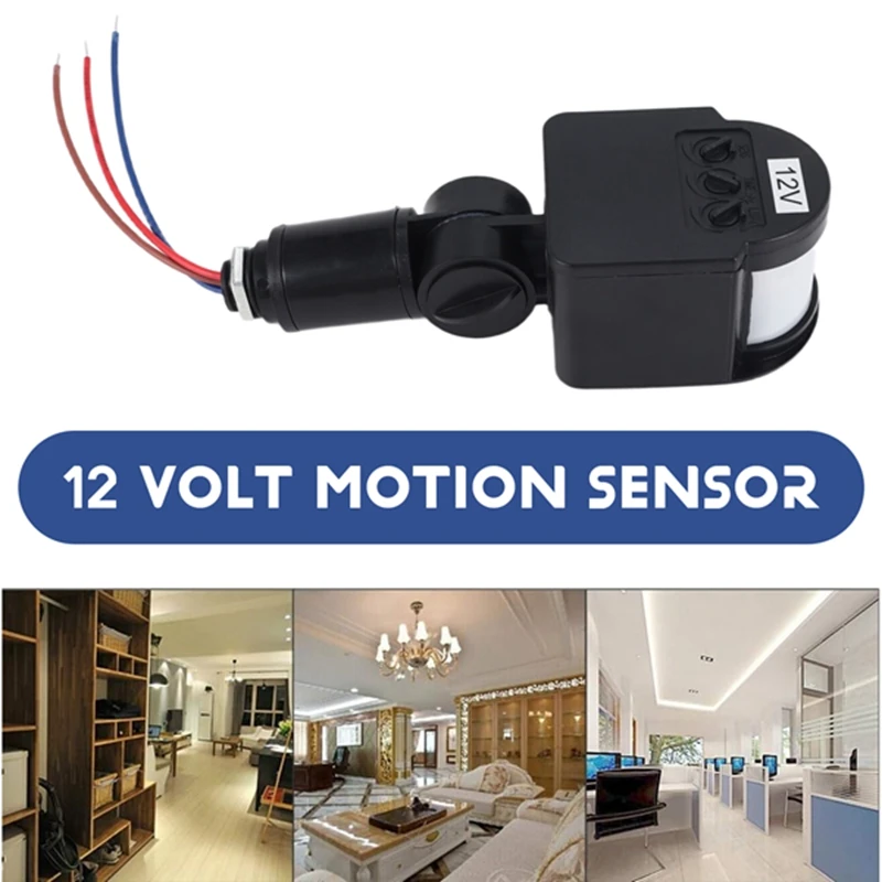 3 Pcs Black Motion Detectors Motion Sensor Light Switch Outdoor Pir Direct Current 12V Motion Sensor Pir Sensor