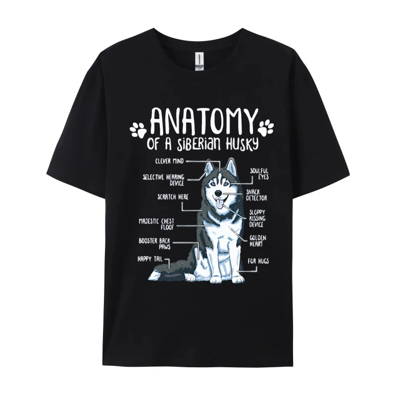 Men's T Shirt Funny Siberian Husky Anatomy Dog Lovers Birthday Present T-Shirt Cotton Printed T-shirt