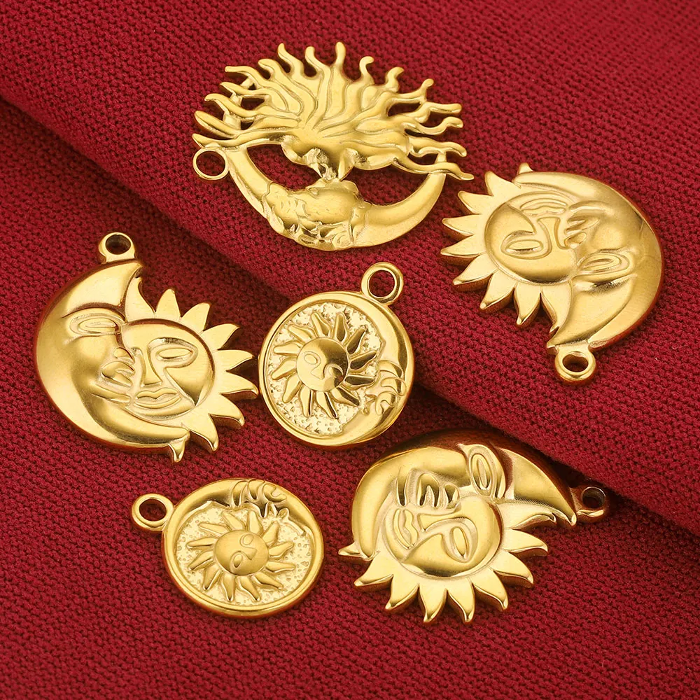 5pcs Stainless Steel Sun Kiss Moon Love Charms for Jewelry Connectors Earrings Charm Making Supplies for Diy Jewelry Findings - Image 6