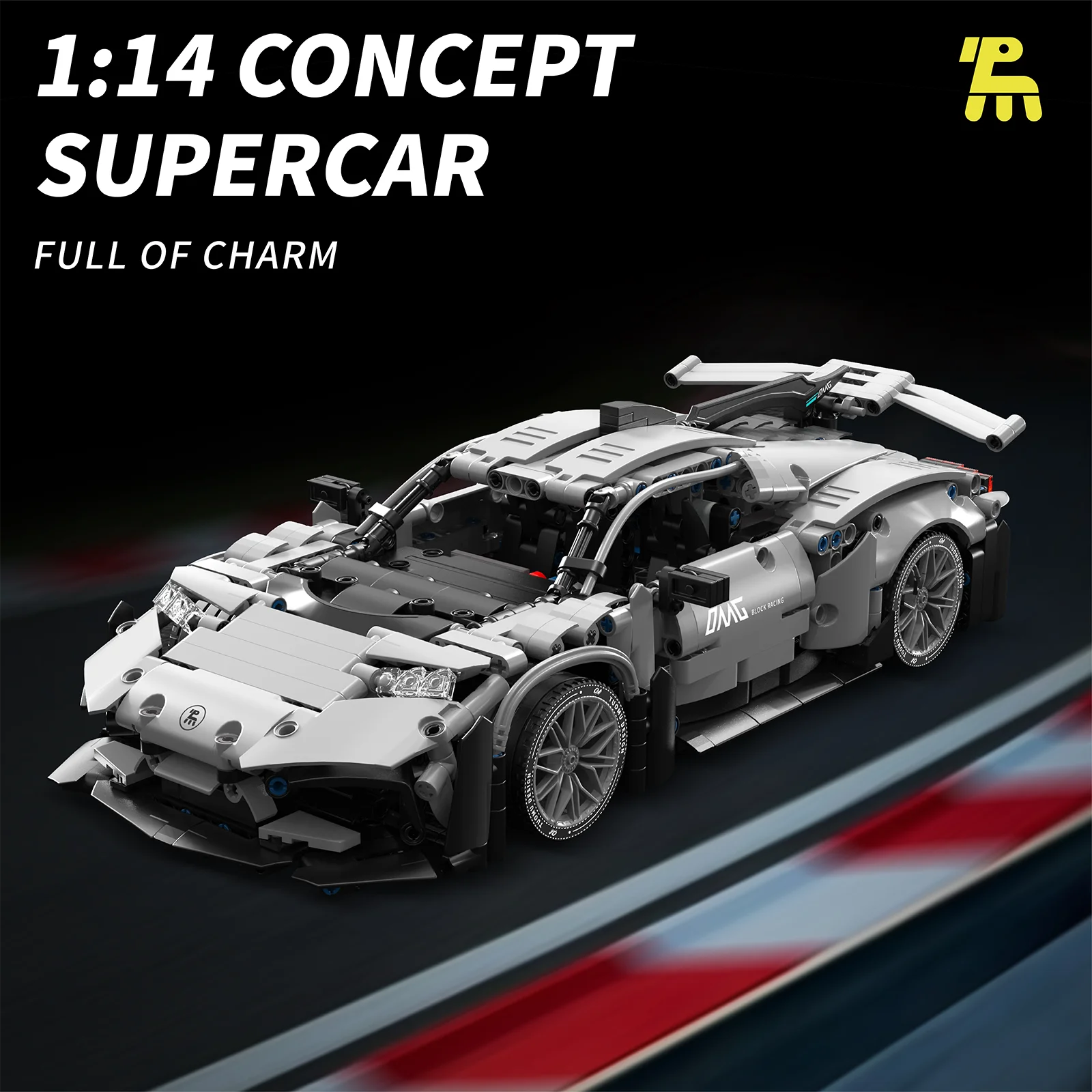 T1164PCS Racing Silver Car Technical Model Sports Model Car 1:14 Race Cars Building Blocks Toys Gift for Boy and Kid