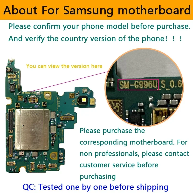 Wokring Unlocked for Samsung Galaxy Note20/N20 Ultra 5G Motherboard N985F N981B N981U N986B N986U  Logic Board  replacement Test