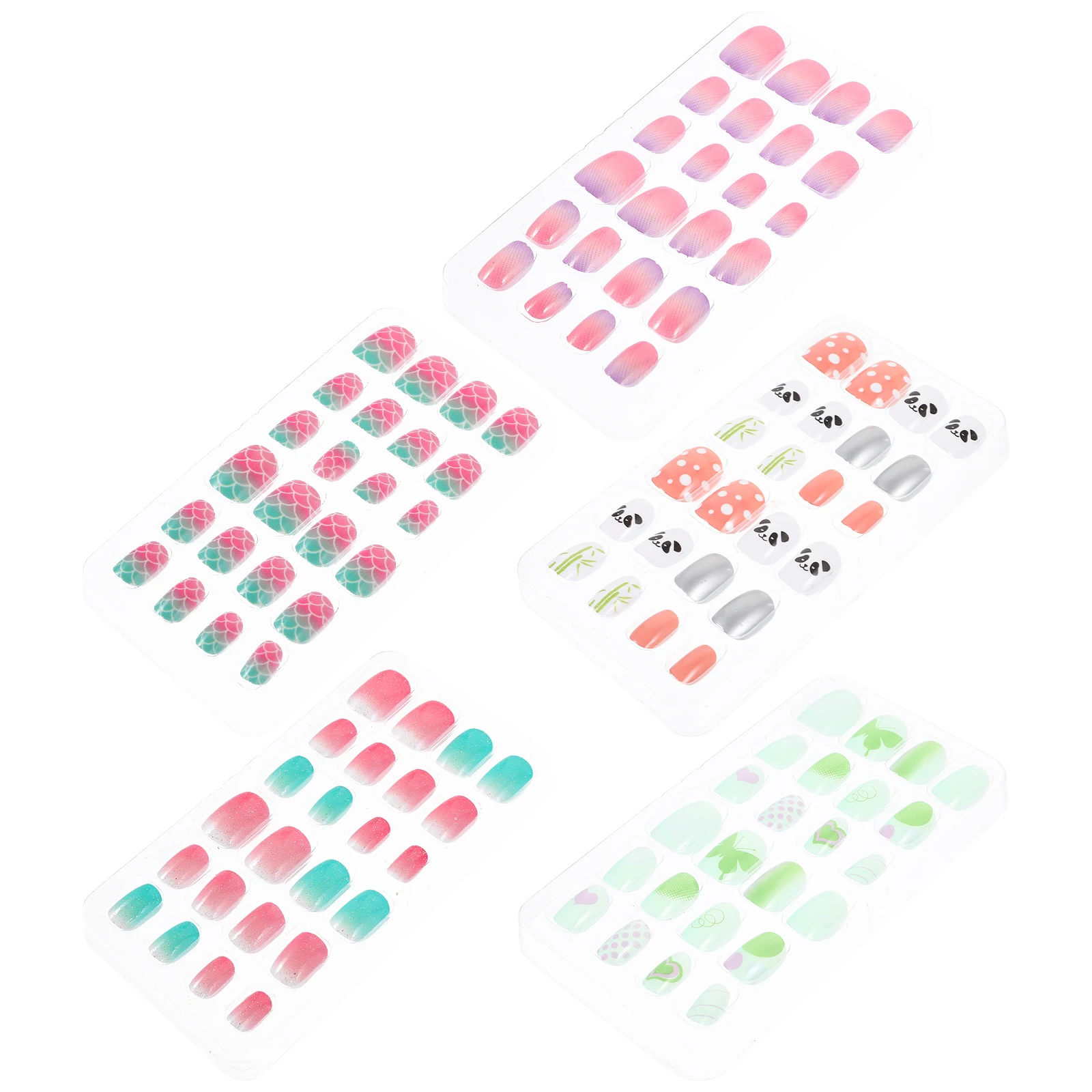 

ABS Children Fake Nails Toddler Girl Manicure Press On Nail Tips Short Stickers Kid Nail Art