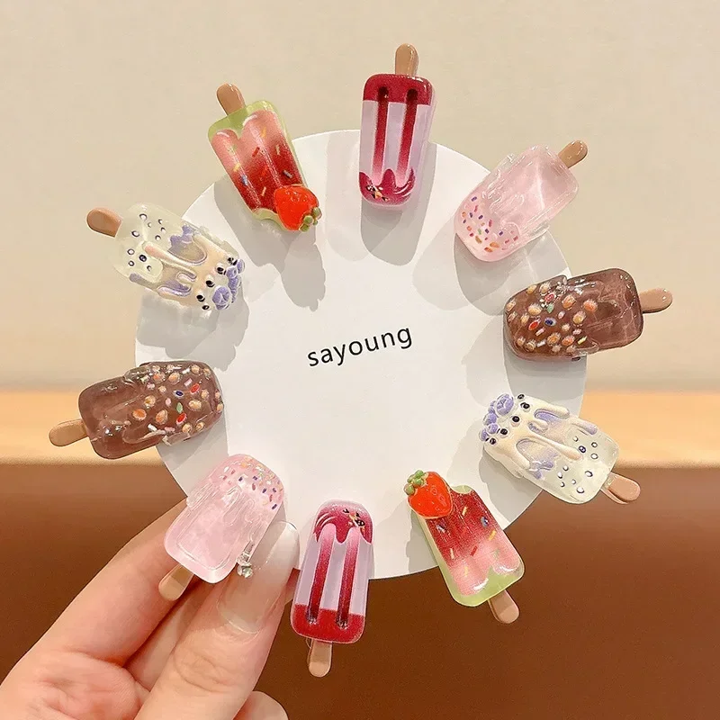 5 Pcs Popsicle Shape Hair Clips Non Slip Barrettes for Women Kids Fine Hair Daily Hairstyle Decorative Hair Accessories