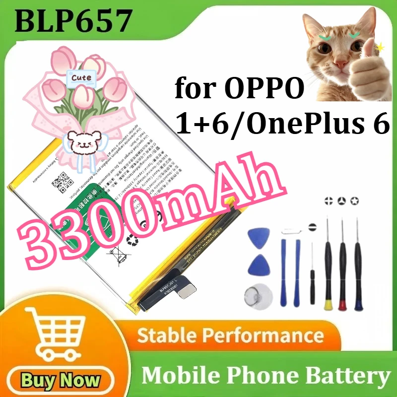 

Upgraded BLP657 Replacement Mobile Phone Battery for OPPO 1+6/OnePlus 6 A6001 Genuine Latest Production Phone Batteries 3300mAh
