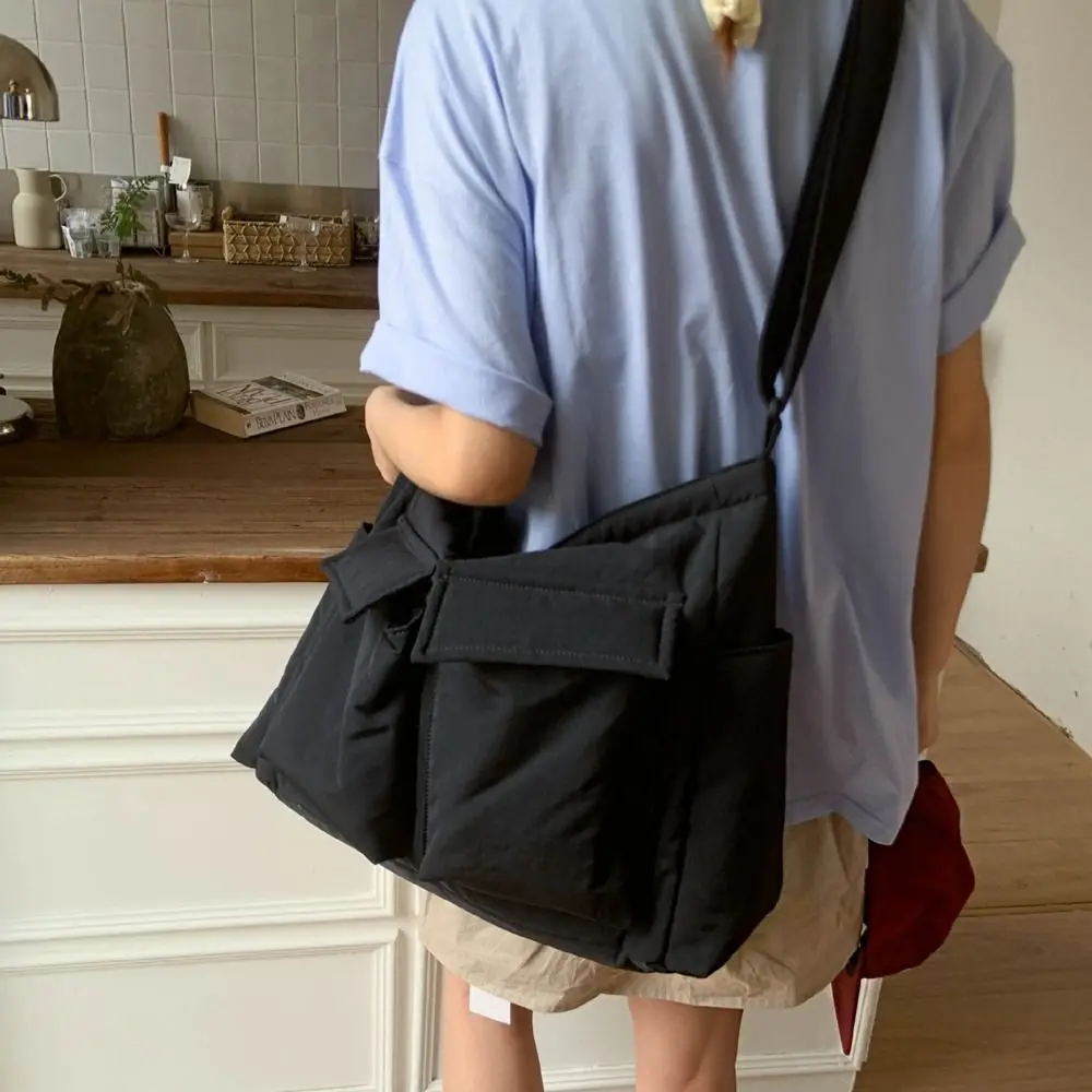 Trend Large Capacity Nylon Crossbody Bag Multiple Pockets Sports Men Shoulder Bag Waterproof Portable Canvas Messenger Bag Male