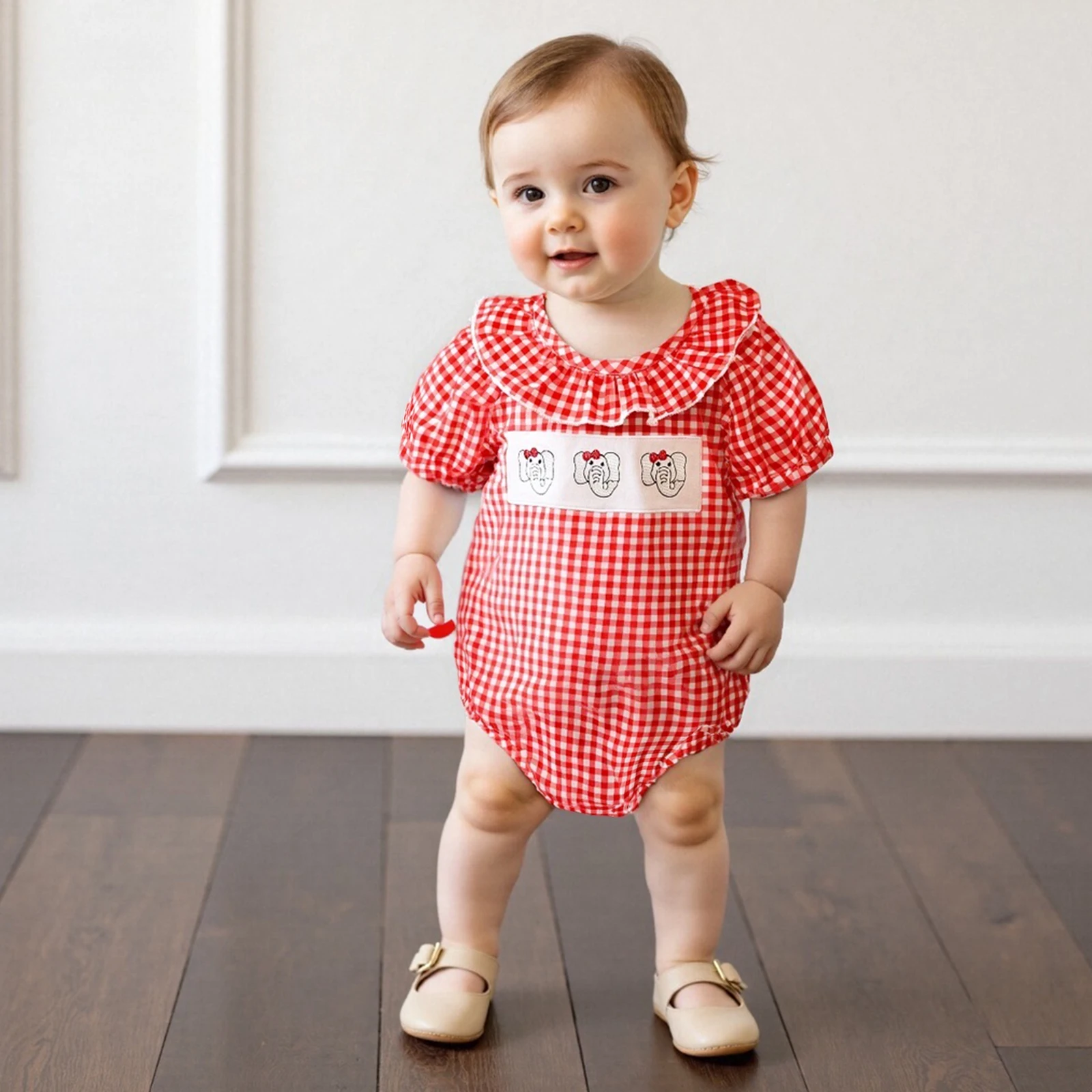 

Infant Toddler Newborn Baby Girls Animal Embroidery Short Sleeve Playsuit Sunsuit Jumpsuit Casual Clothes Baby Girls Romper