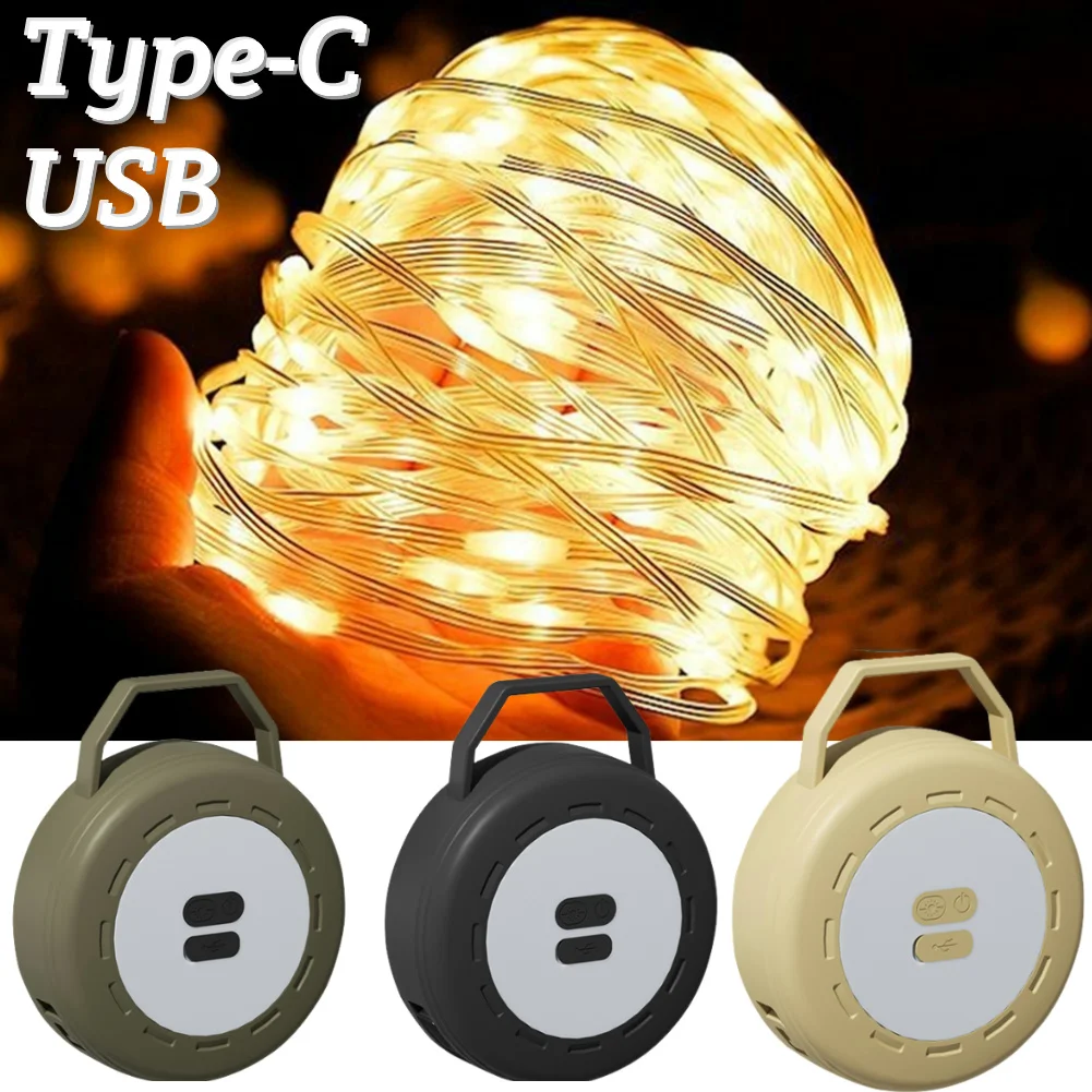 Camping String Light USB Charging Lantern 2000mAh USB Rechargeable Lamp Portable Emergency Light For Flashlights Holiday Decor