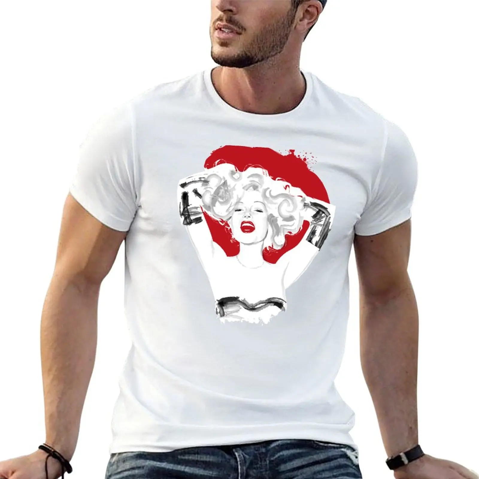 Camiseta Gilda com estampa gráfica para homem, camiseta masculina de luxo, camiseta de algodão 100%