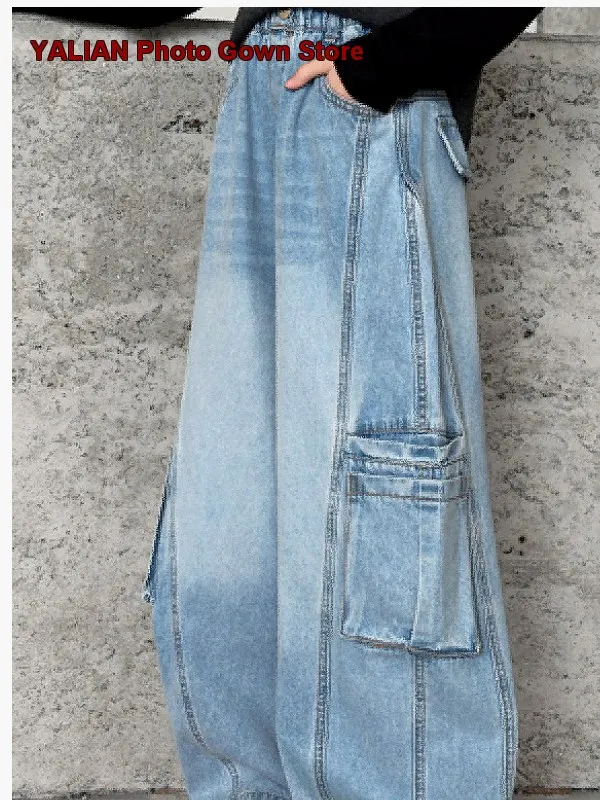 Girls Denim Wide Leg Pants 2026 Spring Summer Thin Student Casual Long Trendy