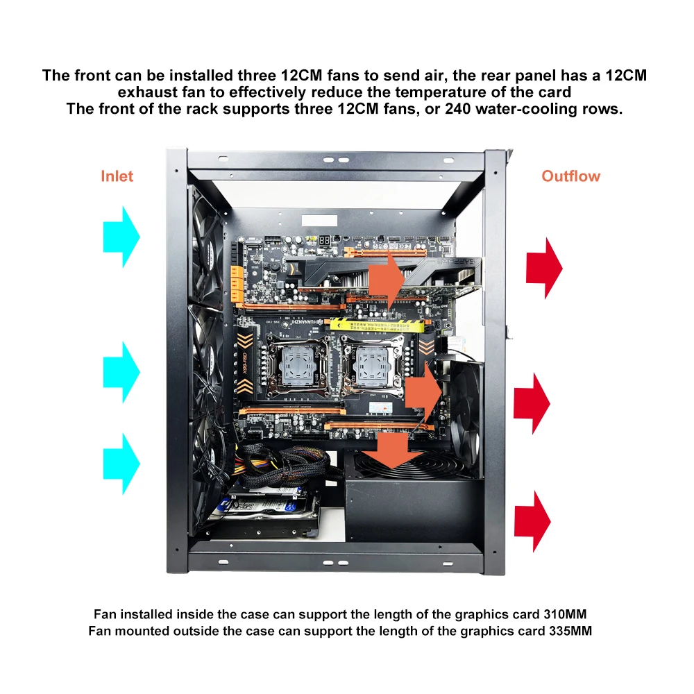 Imagem -03 - Computador Motherboard Case Rack Empilhável Open Chassis Rack pc Motherboard Case Frame para Atx Micro Atx Itx Motherboards X99