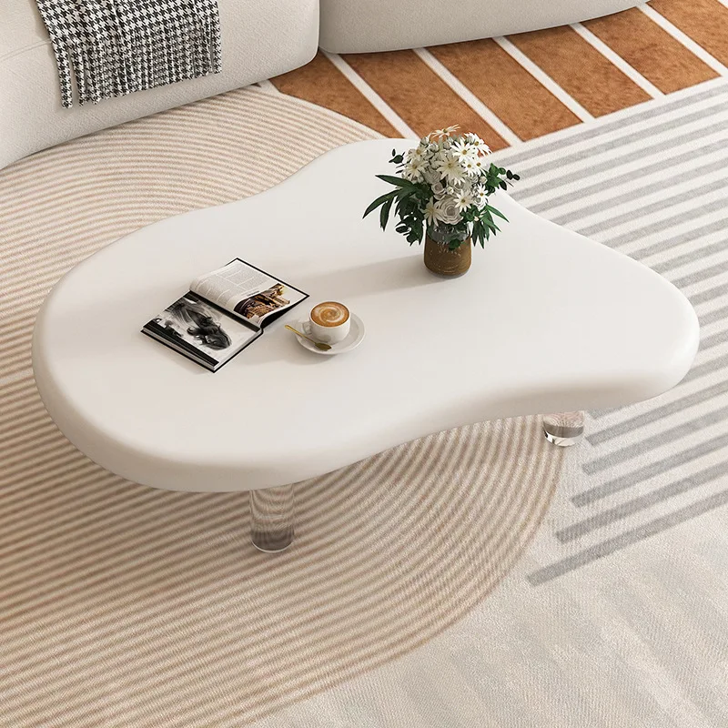 Table basse de luxe pour salon, lumière vent crème, petit appartement, maison, suspension nuage simple