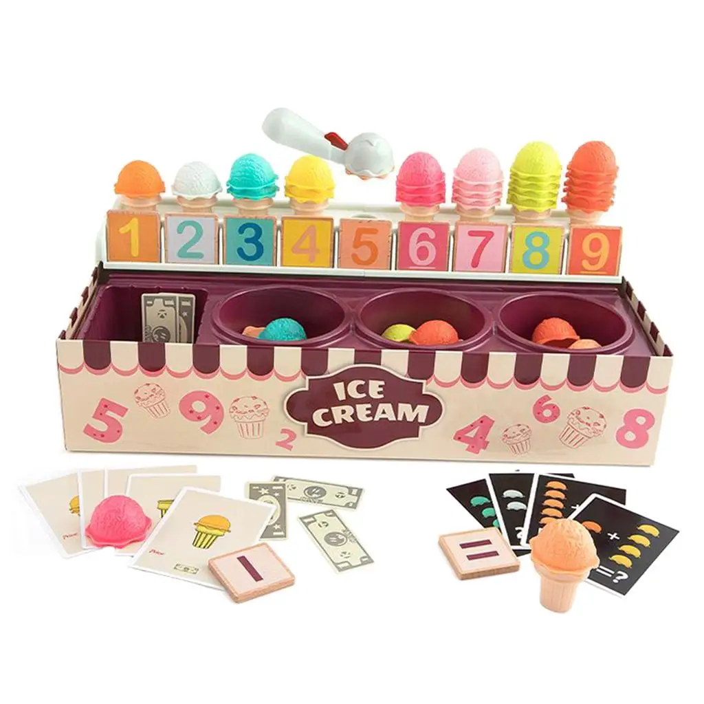 Pretend Play Ice Cream Counter Montessori Learning Educational Math Toy Toys