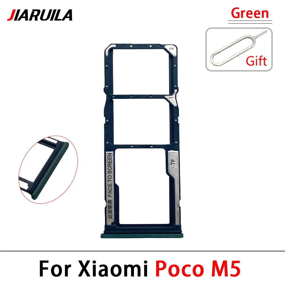 50Pcs , For Xiaomi Poco M4 5G M5 M5S Nano Sim Card Holder Tray Dual SD Card chip slot drawer Replacement Part