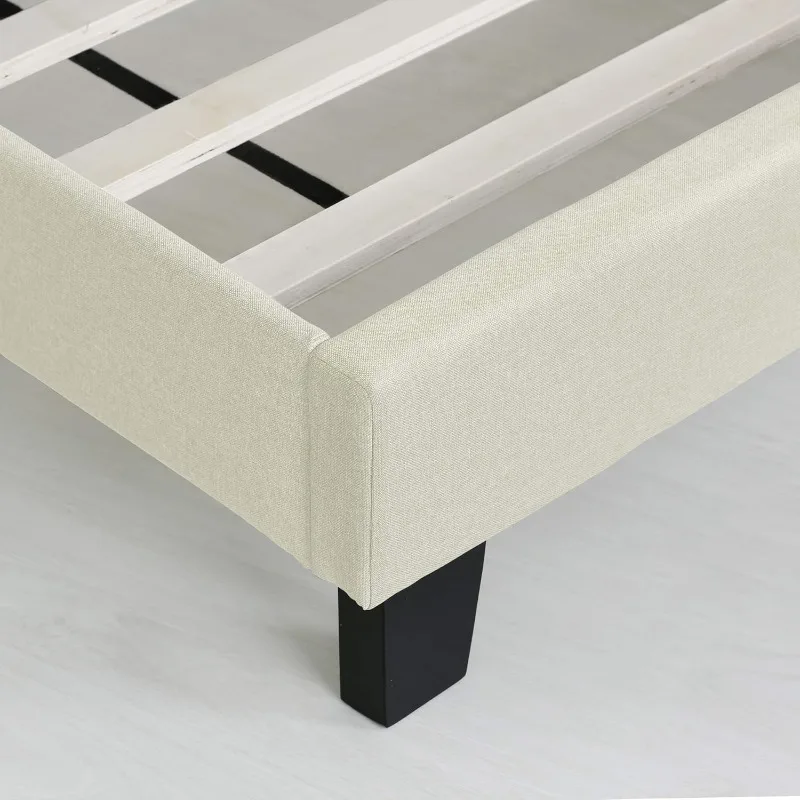 Struttura letto con piattaforma imbottita capitonnè Laval Button, doppia, lino