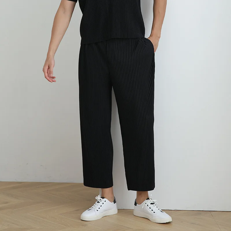 

Japanese Otaku Pleated Loose Casual Pants Men's Small Folded Straight Leg Medium Waist Neutral Autumn Spring Color